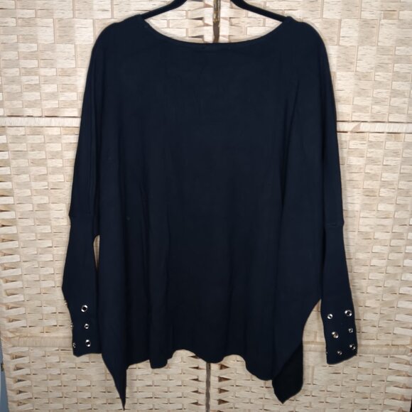 Chico's Grommet Scoop Neck Long Sleeve Sweater Rayon Blend Relaxed Batwing L 12 - Picture 8 of 12
